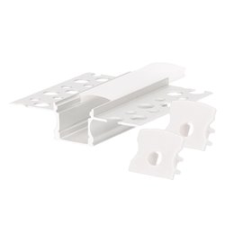 Kit perfil aluminio traslúcido empotrable pladur 2M para tiras LED hasta 18mm