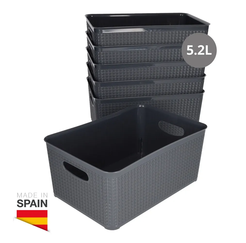 Cesto organizador plástico 5,2L Gris - 6u retráctil