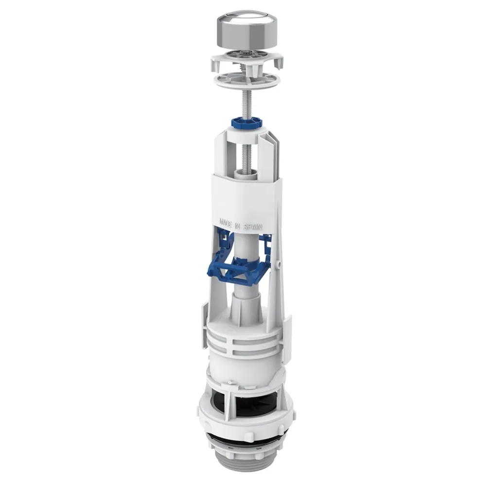 Descargador inodoro con pulsador interrumpible