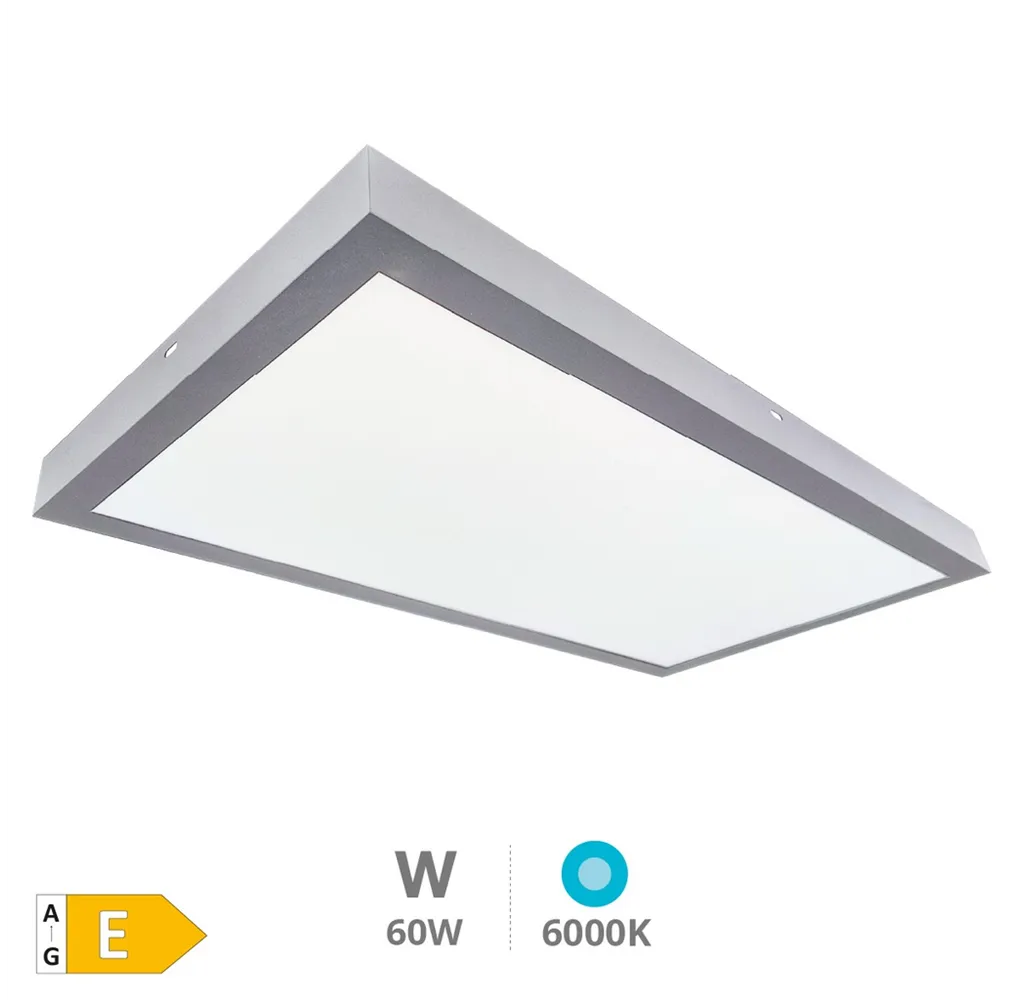 Panel superficie LED rectangular Kisongo 120x60cm 60W 6000K Níquel