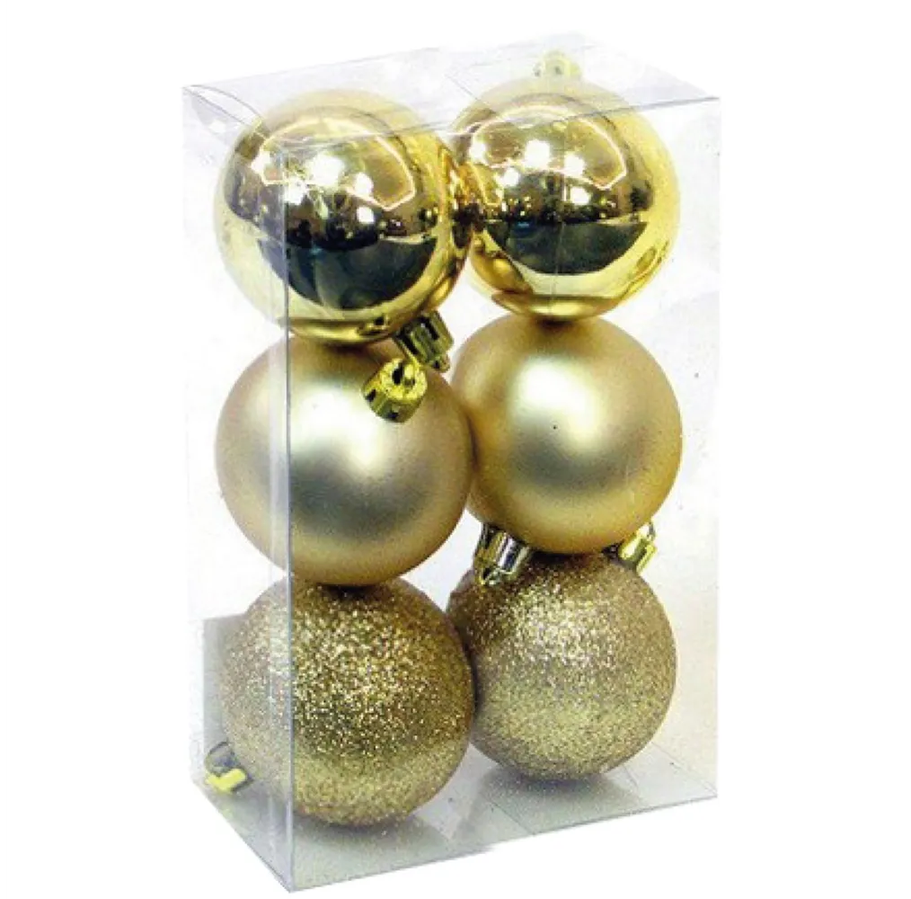 Pack 6 bolas de navidad 8cm Dorado