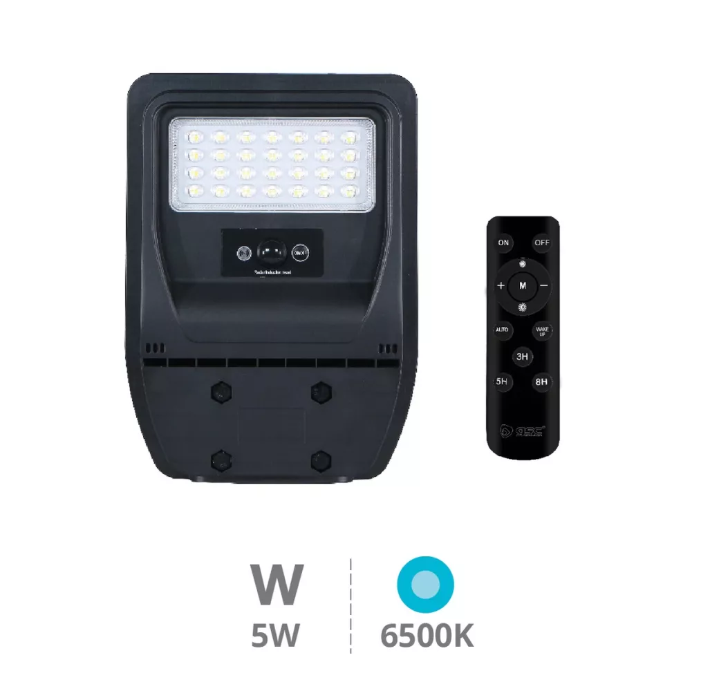 Farola Solar LED Buat 5W 6500K con Sensor de Movimiento y Crepuscular IP65