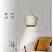 Lámpara de techo colgante Serie Gombe E27 Ø240mm Blanco