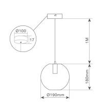 Lámpara de techo colgante Serie Carnot E27 Ø200mm Negro