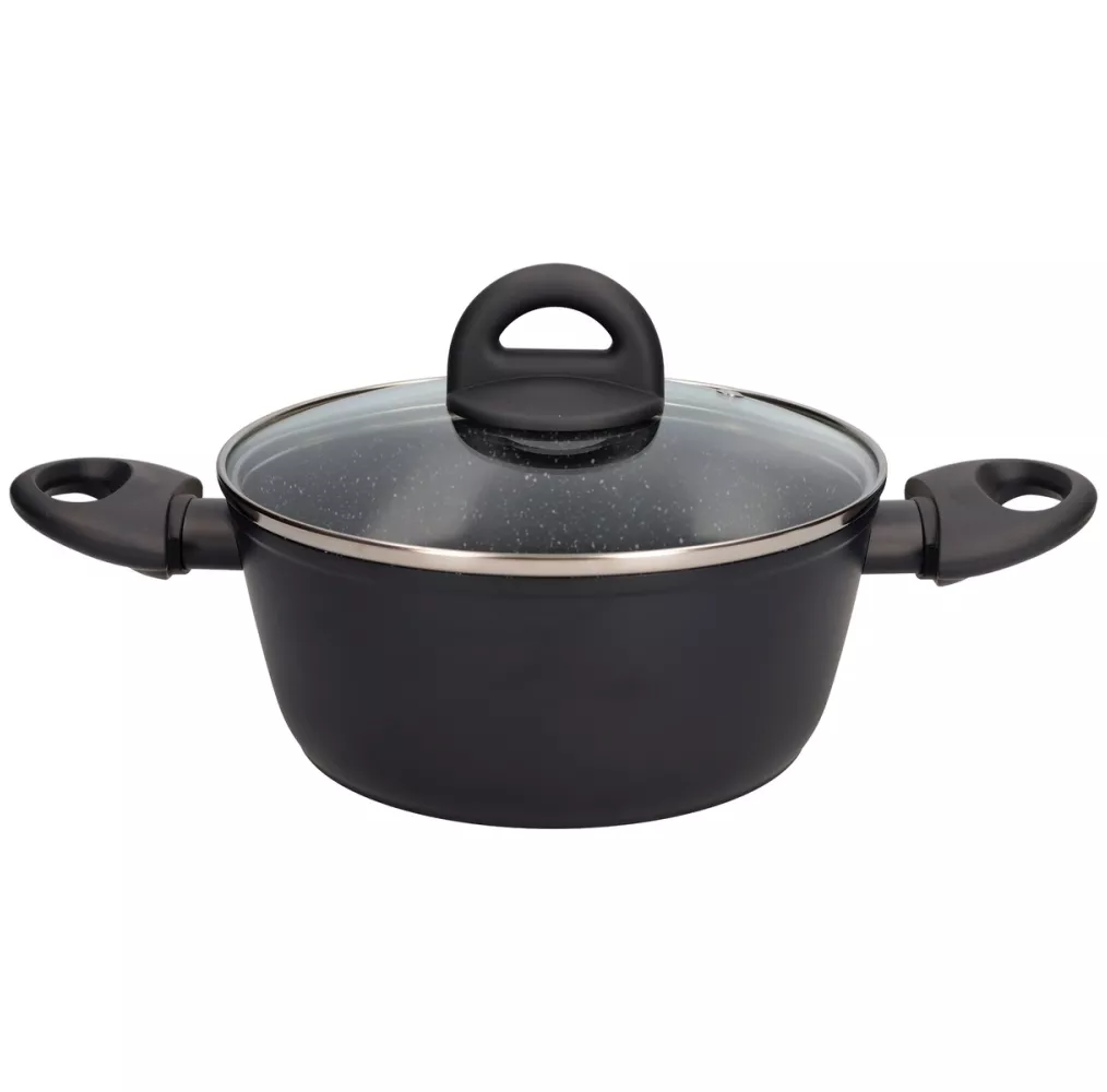 Olla de aluminio forjado Serie Salova de 280 mm con tapa de cristal