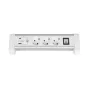 Base múltiple de sobremesa con 3 tomas Schuko y puertos USB-A y USB-C