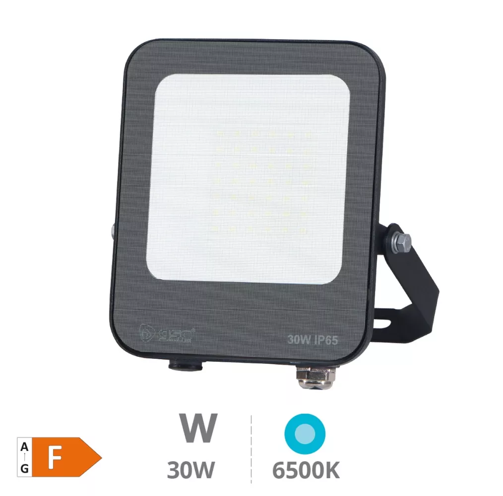 Proyector aluminio LED Santadi 30W 6500K IP65 Negro