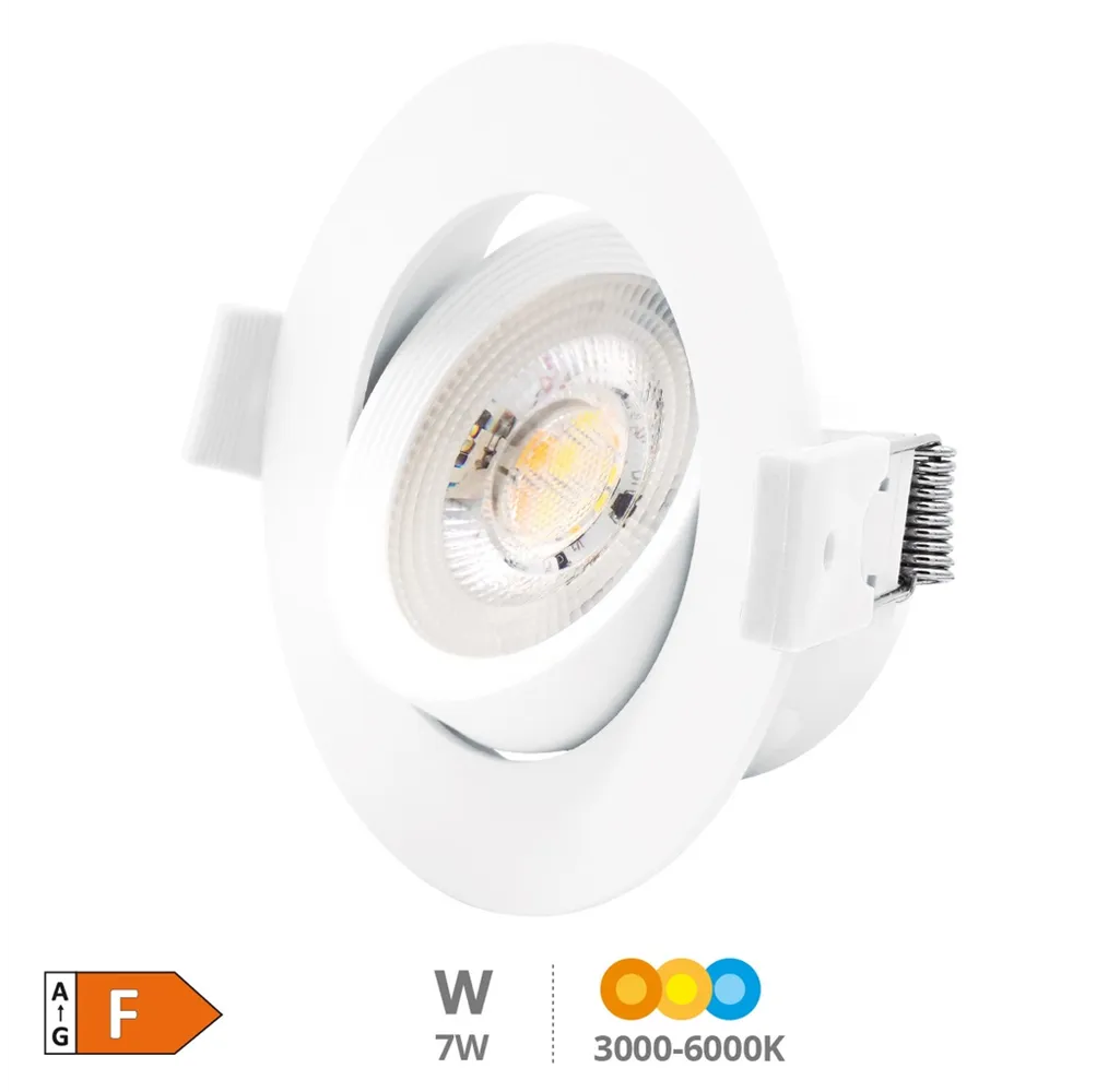 Aro basculante redondo empotrable LED Gonde 7W 3000-4000-6500K Blanco 