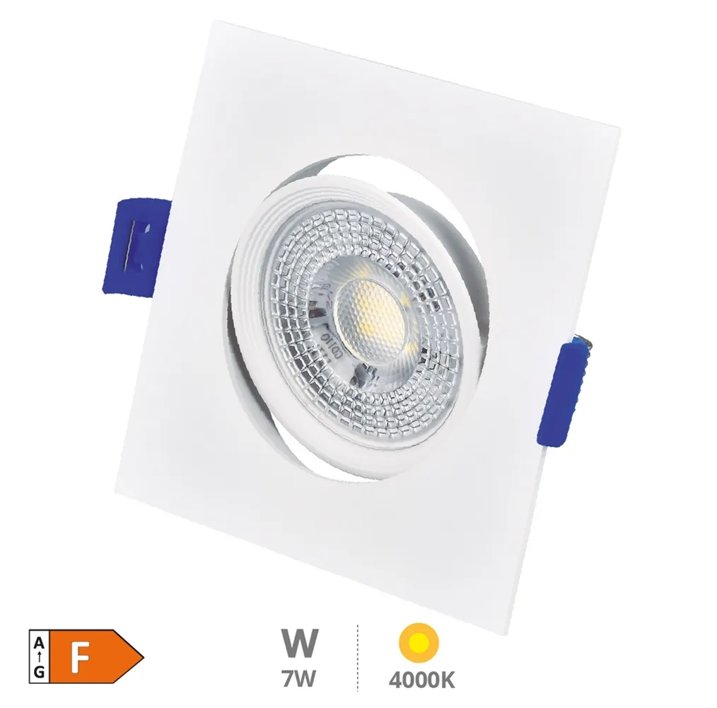 Aro basculante cuadrado empotrable LED Cumbo 7W 4000K Blanco 