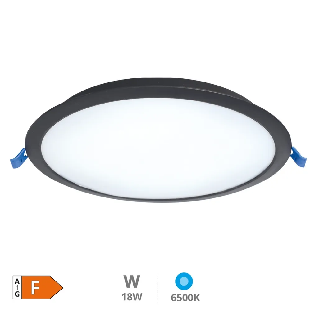 Downlight empotrable LED redondo Belur 18W 6500K Negro