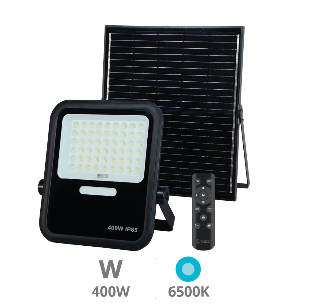 Proyector solar LED Miloha 400W 6500K IP65 Negro