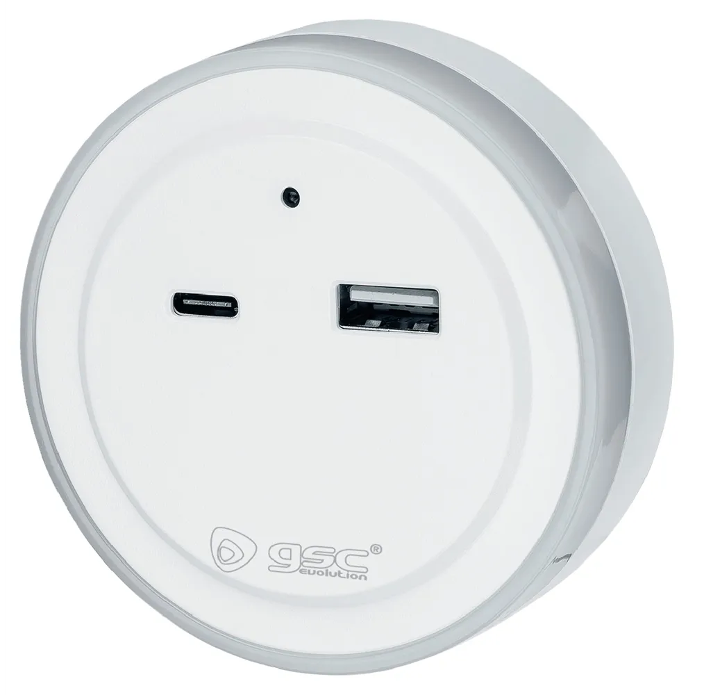 Luz de noche LED con sensor y USB C + A Benor 0.5W Luz fría 