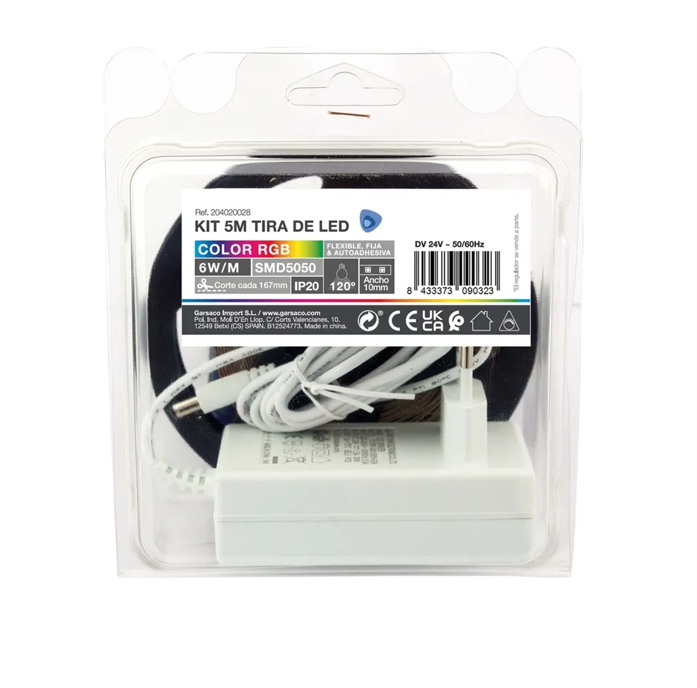 Kit 6,5M Tira de LED 7.2W/M IP20 RGB preparado