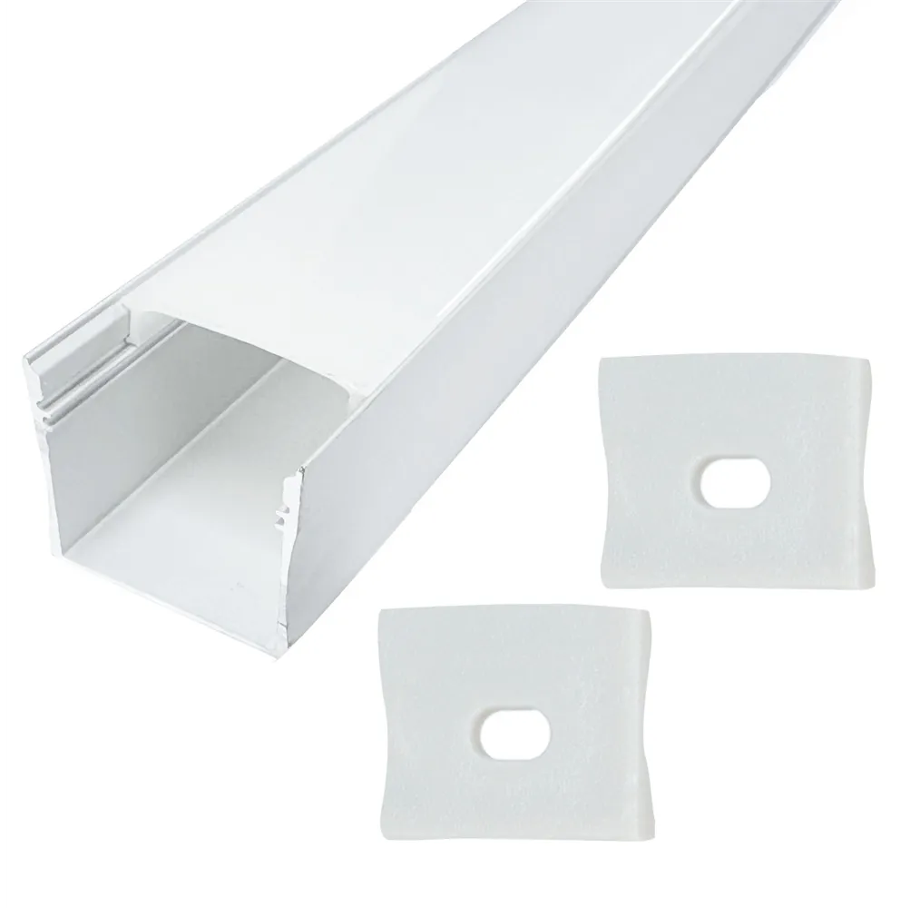 Kit perfil aluminio traslúcido superficie 2M para tiras LED 230V hasta 23mm 