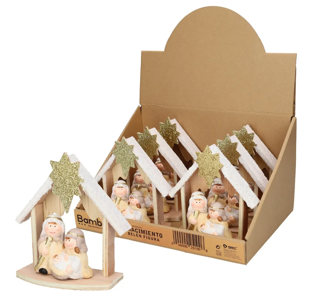 Figura decorativa nacimiento belén - 6u caja exp