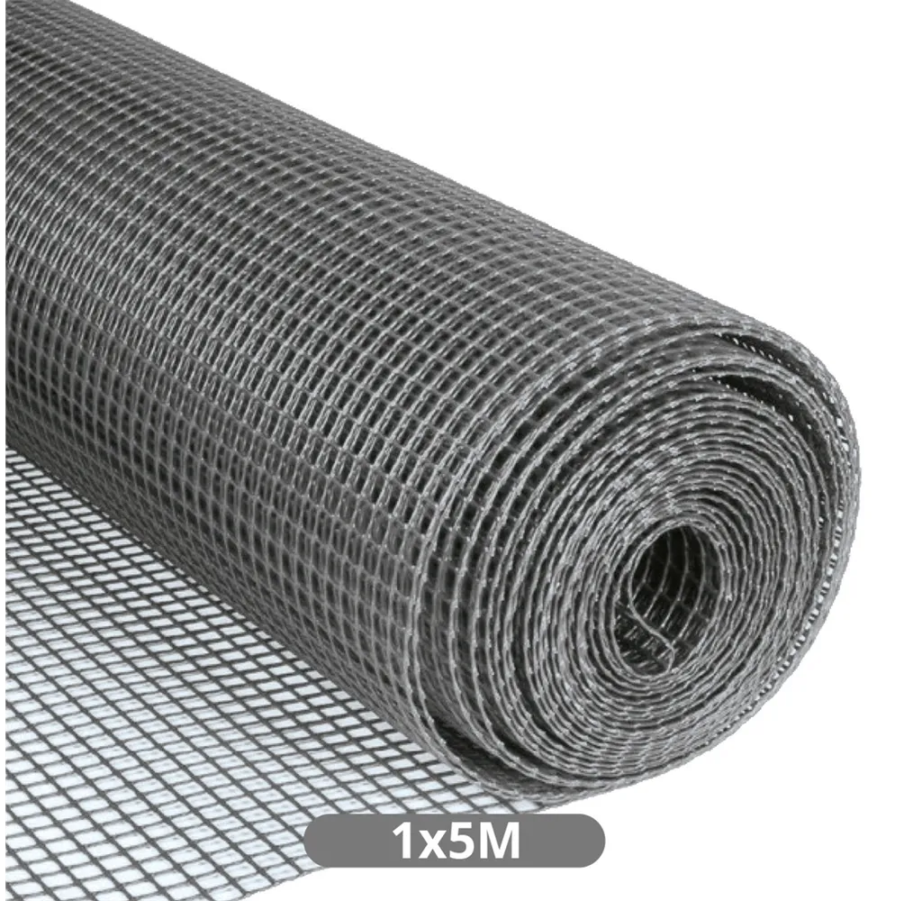 Malla plástico 10x10mm 1x5M Gris