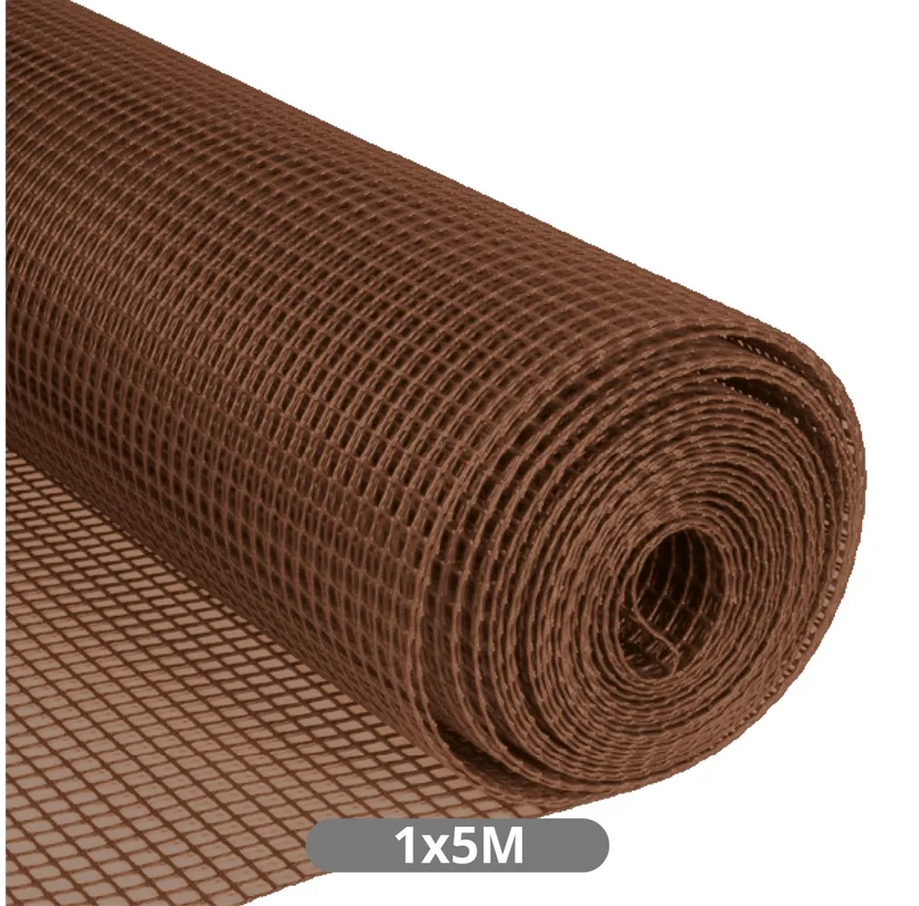 Malla plástico 10x10mm 1x5M Marrón