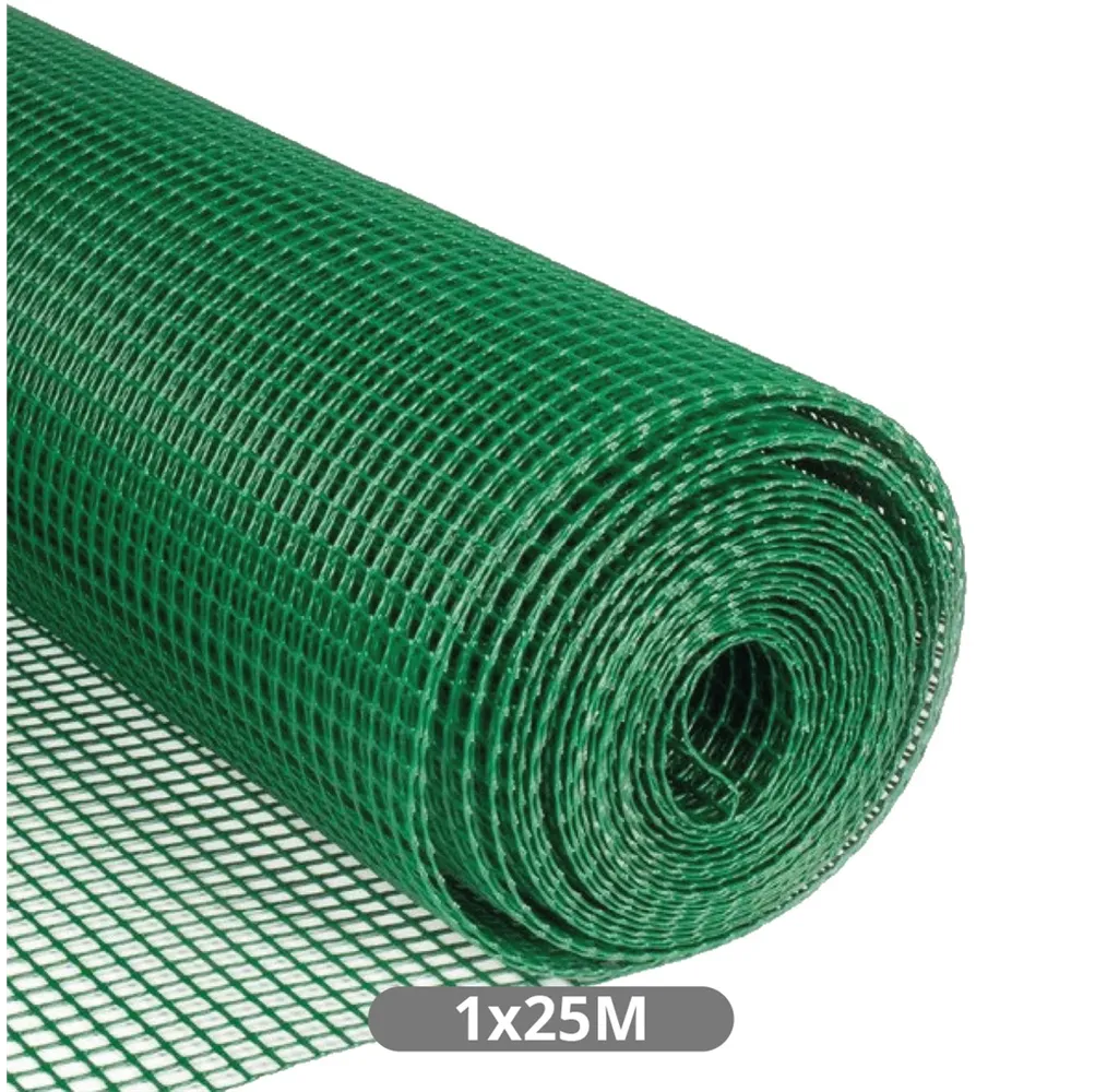 Malla plástico 10x10mm 1x25M Verde