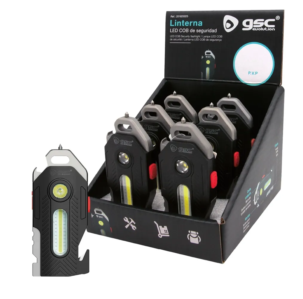 Linterna LED COB de seguridad 10W  - 6u caja exp