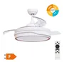 Ventilador techo Lentini con luz CCT regulable y mando Ø107 3 aspas retráctiles DC Blanco