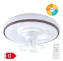 Ventilador techo rotativo Aversa con luz CCT regulable y mando Ø50 7 aspas DC Blanco