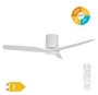 Ventilador techo inteligente Kasama con luz CCT regulable y mando Ø132 3 aspas DC Blanco