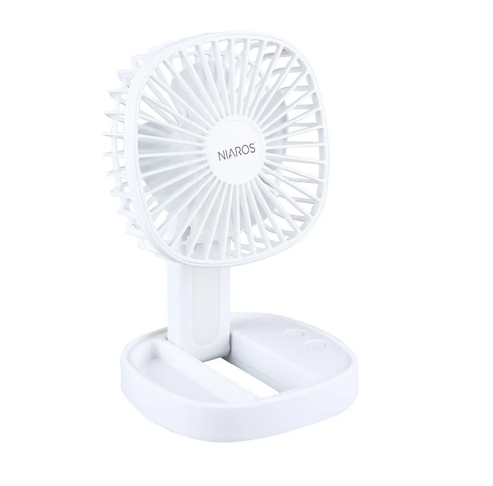 Mini ventilador de mano plegable Coober con luz USB recargable Blanco