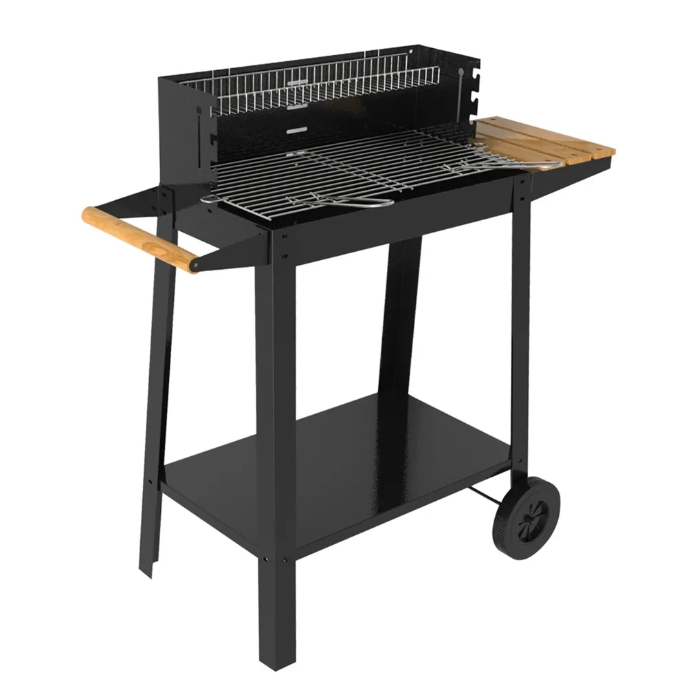 Barbacoa carro portátil Musters de acero para carbón 520mm x 270mm