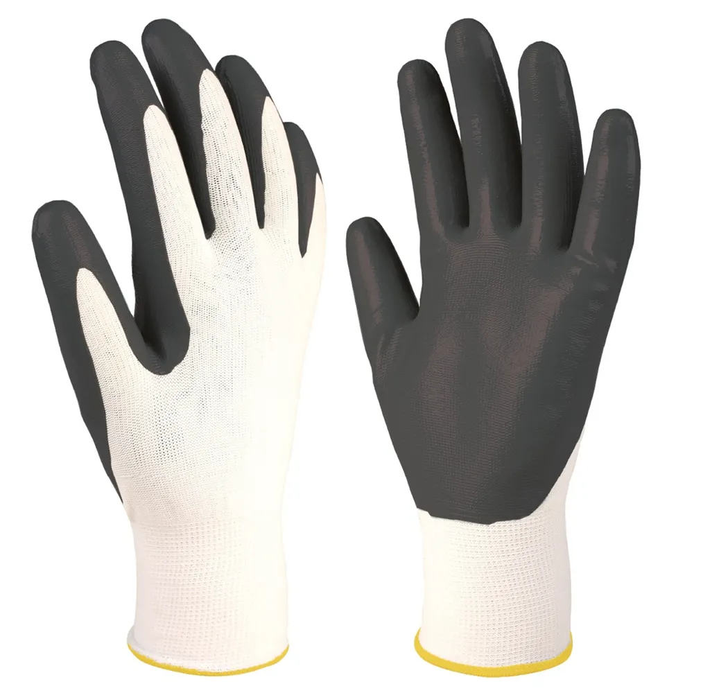 Guante poliéster y nitrilo Blanco/Gris - Talla 7