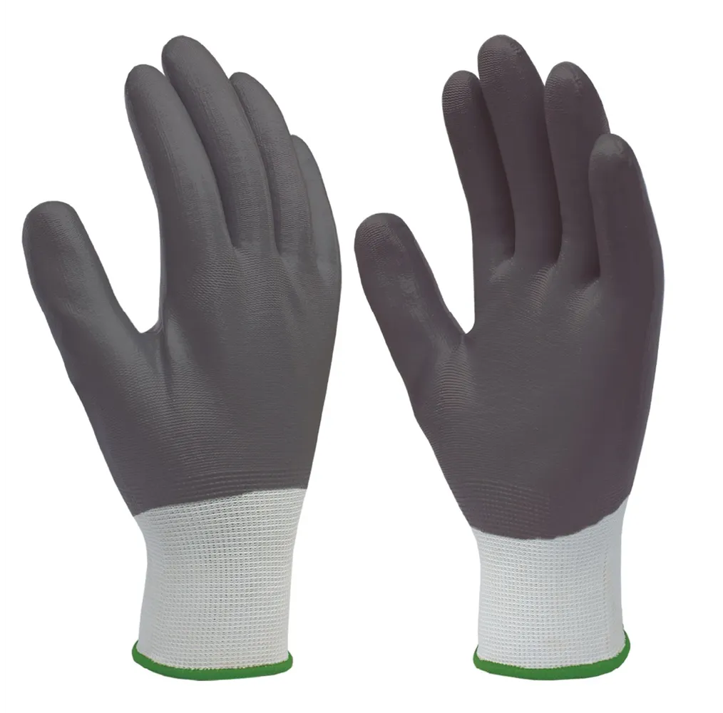 Guante poliéster y recubrimiento completo de nitrilo Blanco/Gris - Talla 9