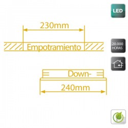 Downlight redondo empotrable directo a corriente 230V de Niquel Satin, 2x25W.