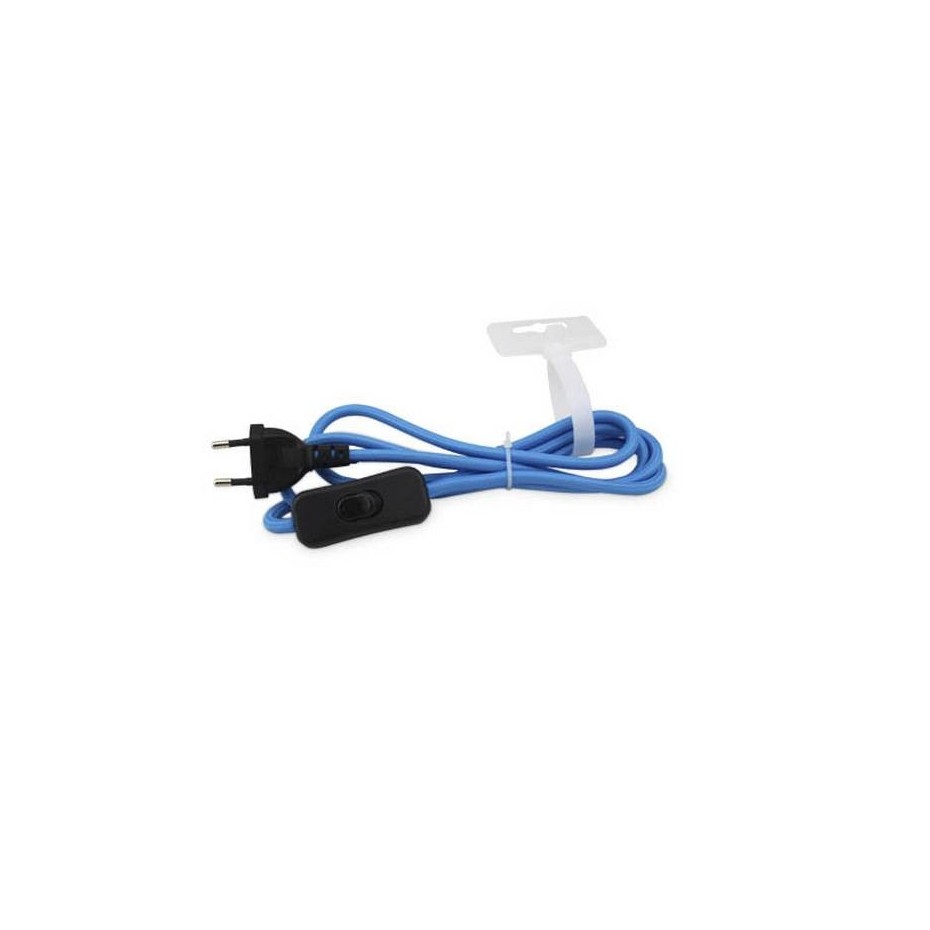 Cable textil Azul 1.5 metros (2x0.75mm) con clavija e interruptor