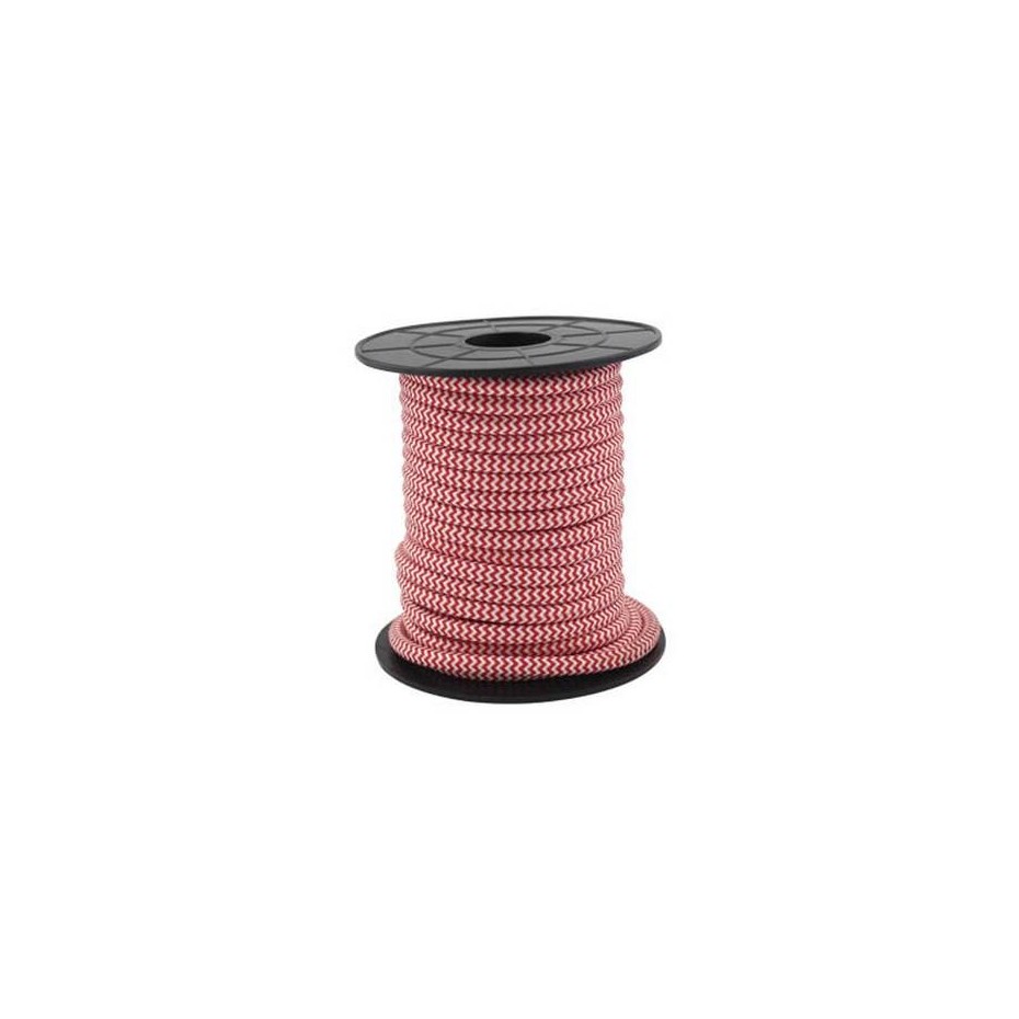 Rollo de cable textil de 10 metros (2x0.75mm) Blanco/Rojo