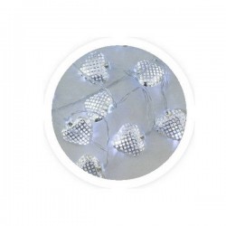 Guirnalda LED de Corazones plateados 1,5M 6000-10000K a pilas 2xAA