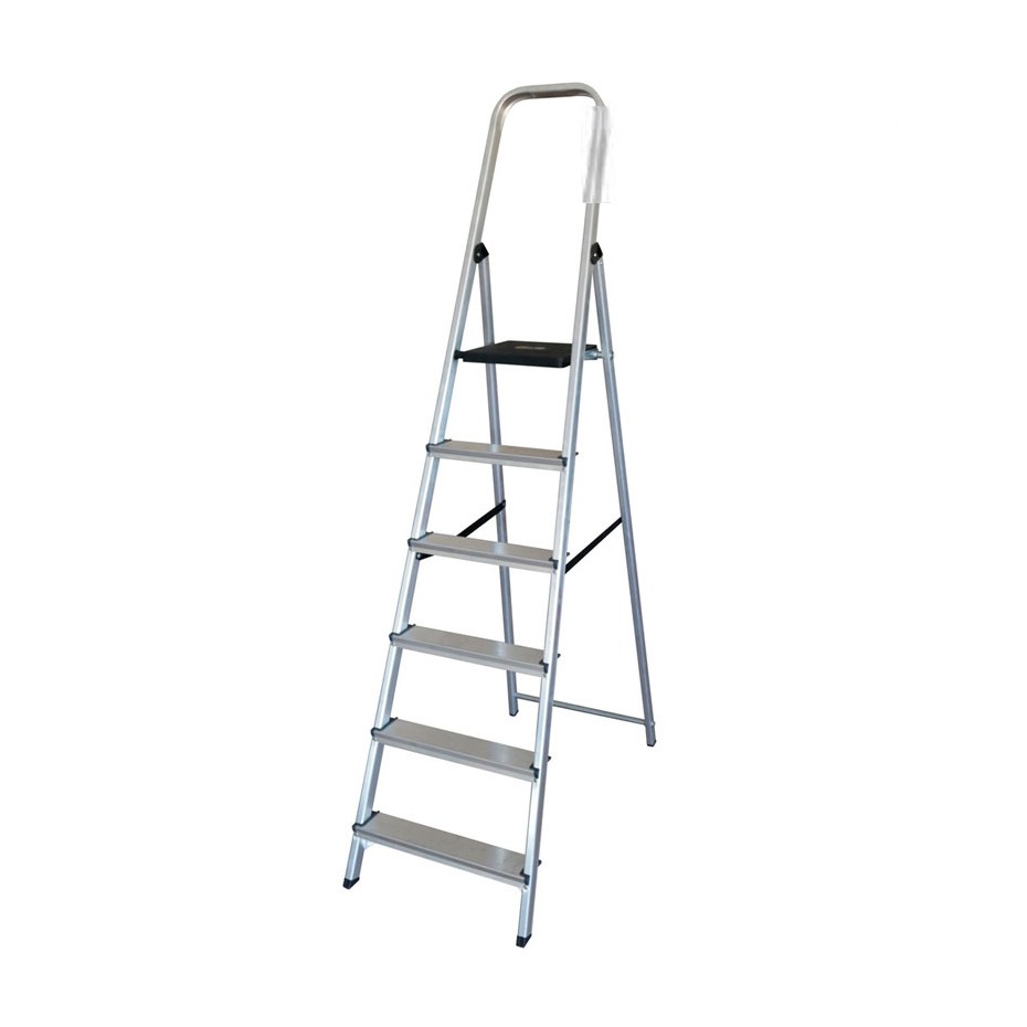 Escalera aluminio 6 peldaños de 1230 mm de altura