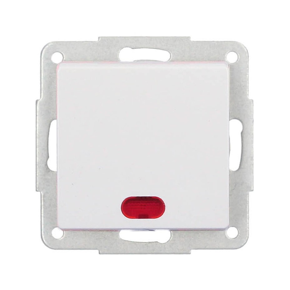 Interruptor de empotrar blanco con LED 56x56mm.10A, 250V.