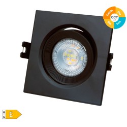 Aro LED basculante cuadrado empotrable 7W 3000-4000-6500K Negro IP44