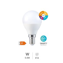 Lámpara LED esférica inteligente 5,5W E14 RGB + CTT regulable