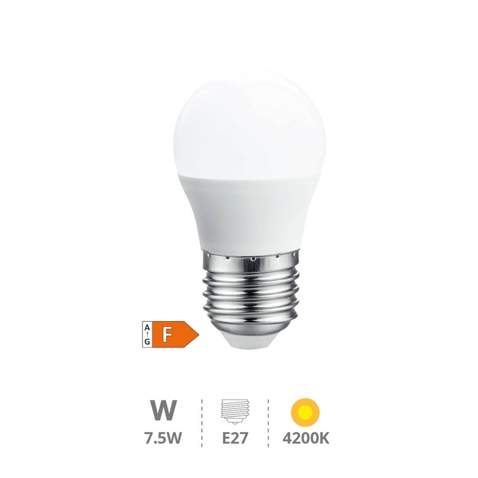 Lámpara LED esférica 7,5W E27 4200K