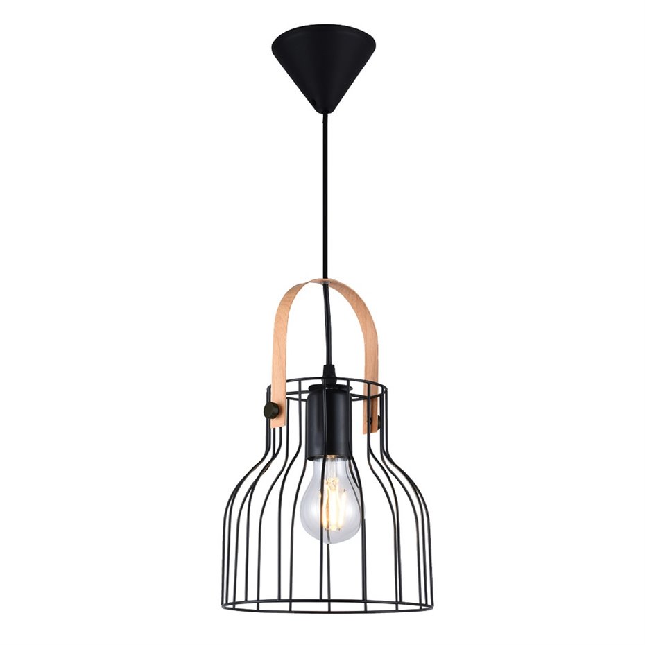Lámpara colgante Serie Fundi E27 Ø190mm Negro