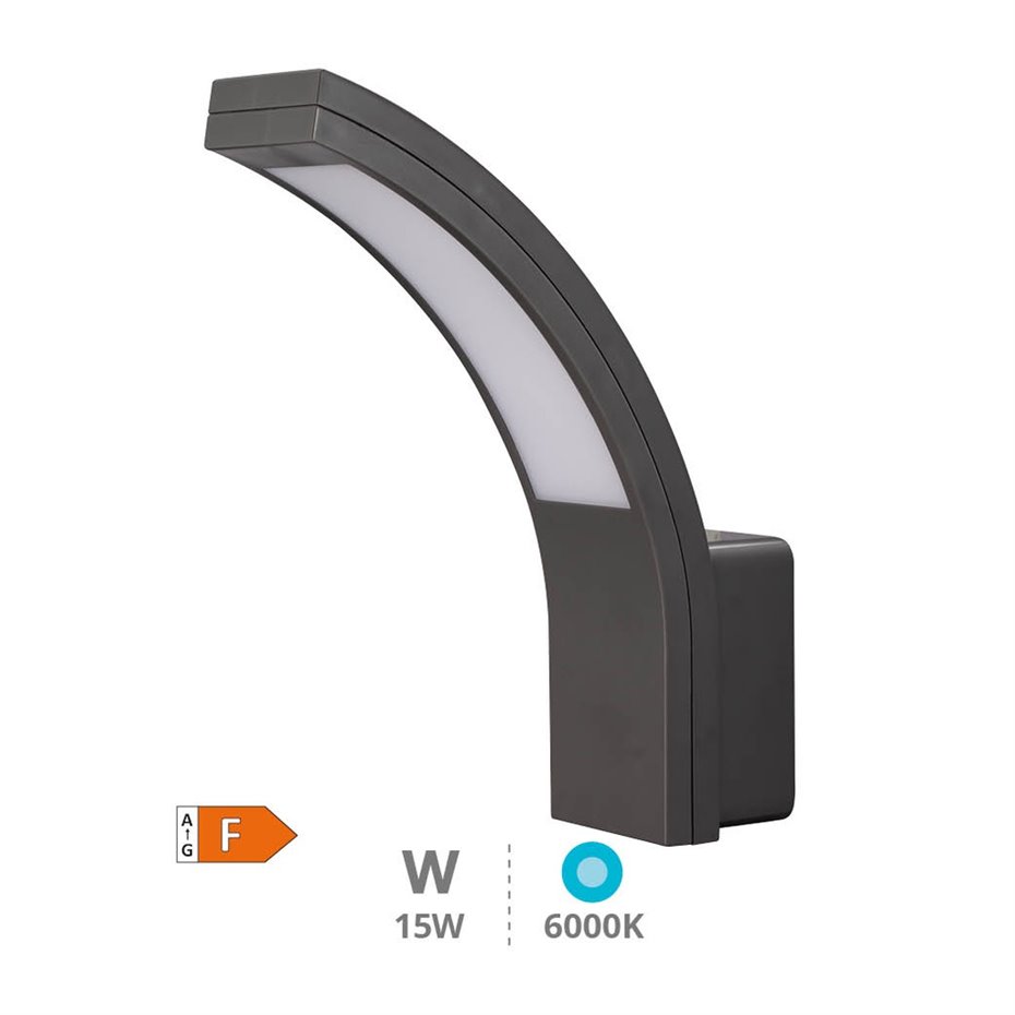 Aplique pared LED Padum 15W 6500K Gris antracita