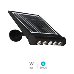 Aplique solar multifunción con sensor 8W 6500K Negro