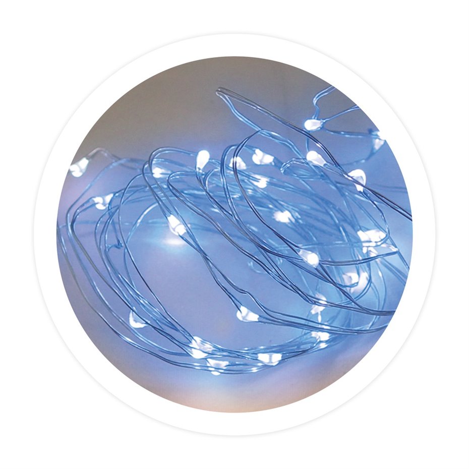 Guirnalda alambre 2M 2xAA Azul