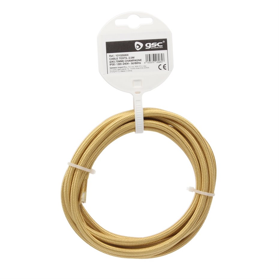Cable textil 10M (2x0.75mm) Champagne (copia)