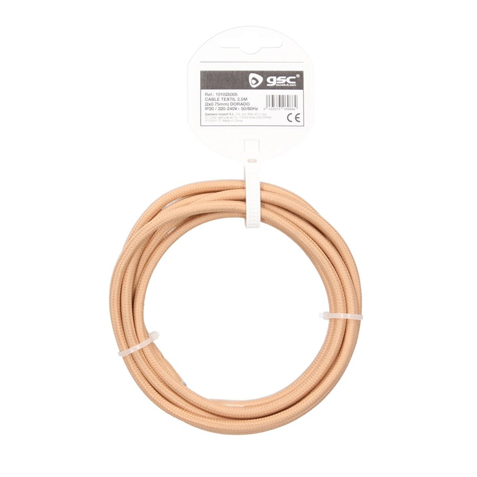 Cable textil 10M (2x0.75mm) Dorado (copia)