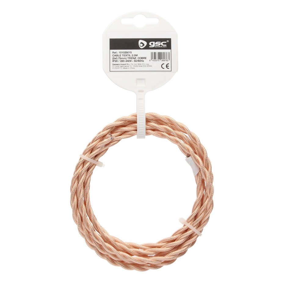 Cable textil 10M (2x0.75mm) trenzado Cobre (copia)