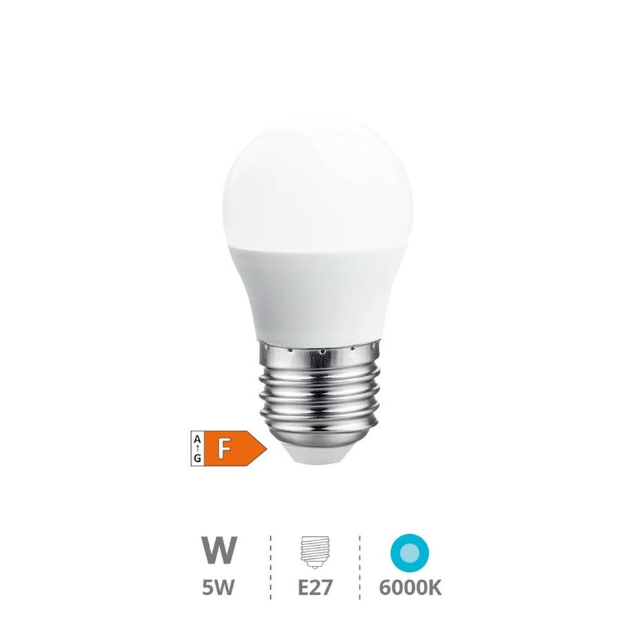 Lámpara LED esférica 5W E27 6000K 24V