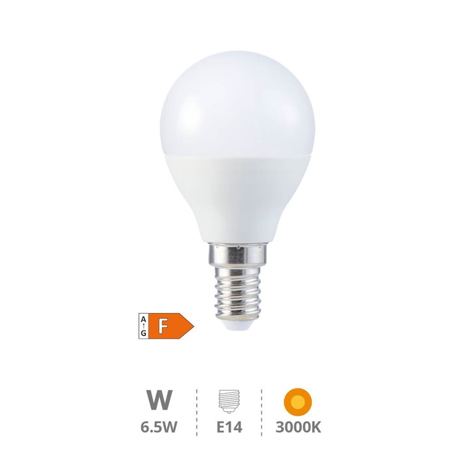 Lámpara LED esférica 6,5W E14 3000K