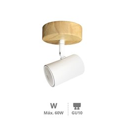 Foco de techo GU10Max.60W Madera-Blanco