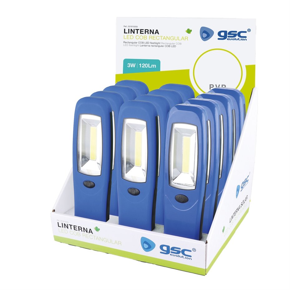 Linterna LED COB rectangular 3W - 12u caja exp